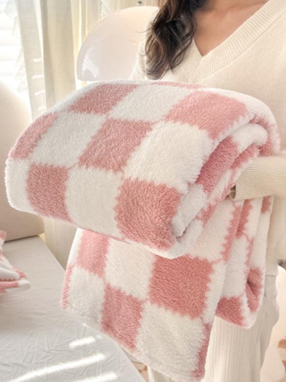 Home Coral Color Block Fleece Soft Blanket SKABL4090