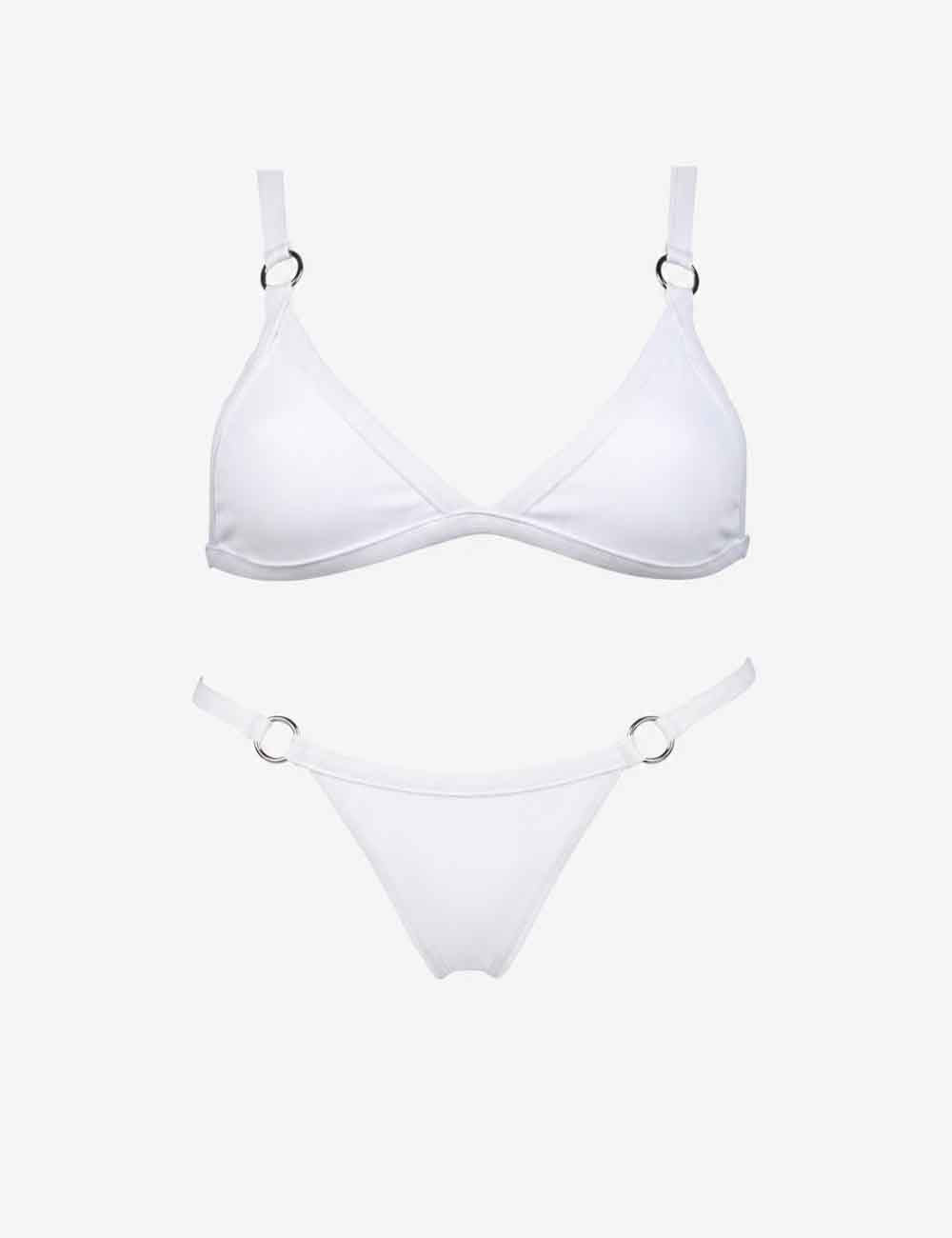 Ladies Solid Color Triangle 2 Piece Bikini Set