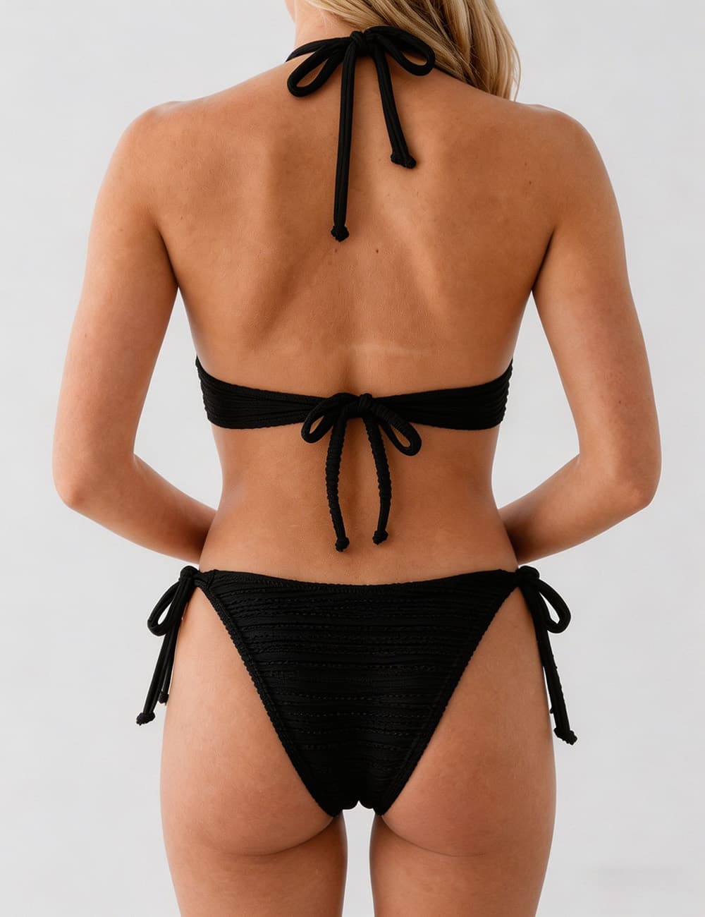 Ladies Openwork Design Halter Neck One Piece Swimsuit