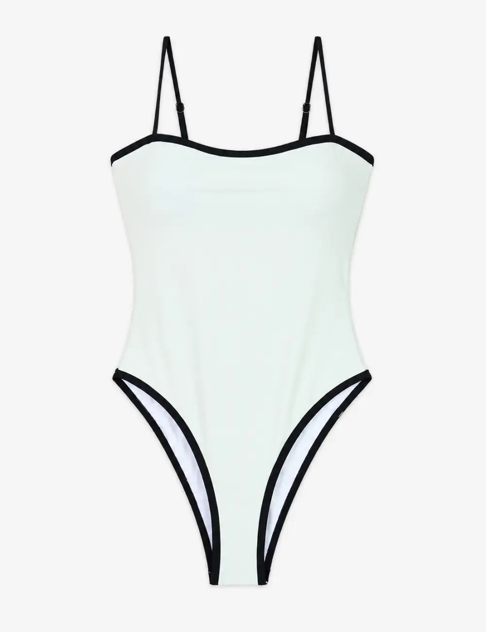 Ladies Contrast Trim Design Bandeau Nack One Piece Swimsuit
