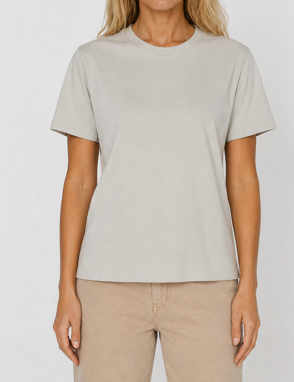 Ladies Casual Solid Round Neck Short Sleeves Basic T-Shirt