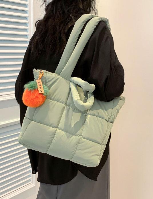 Ladies Puff Solid Color Padded Cloud Tote Bag SKAB4132