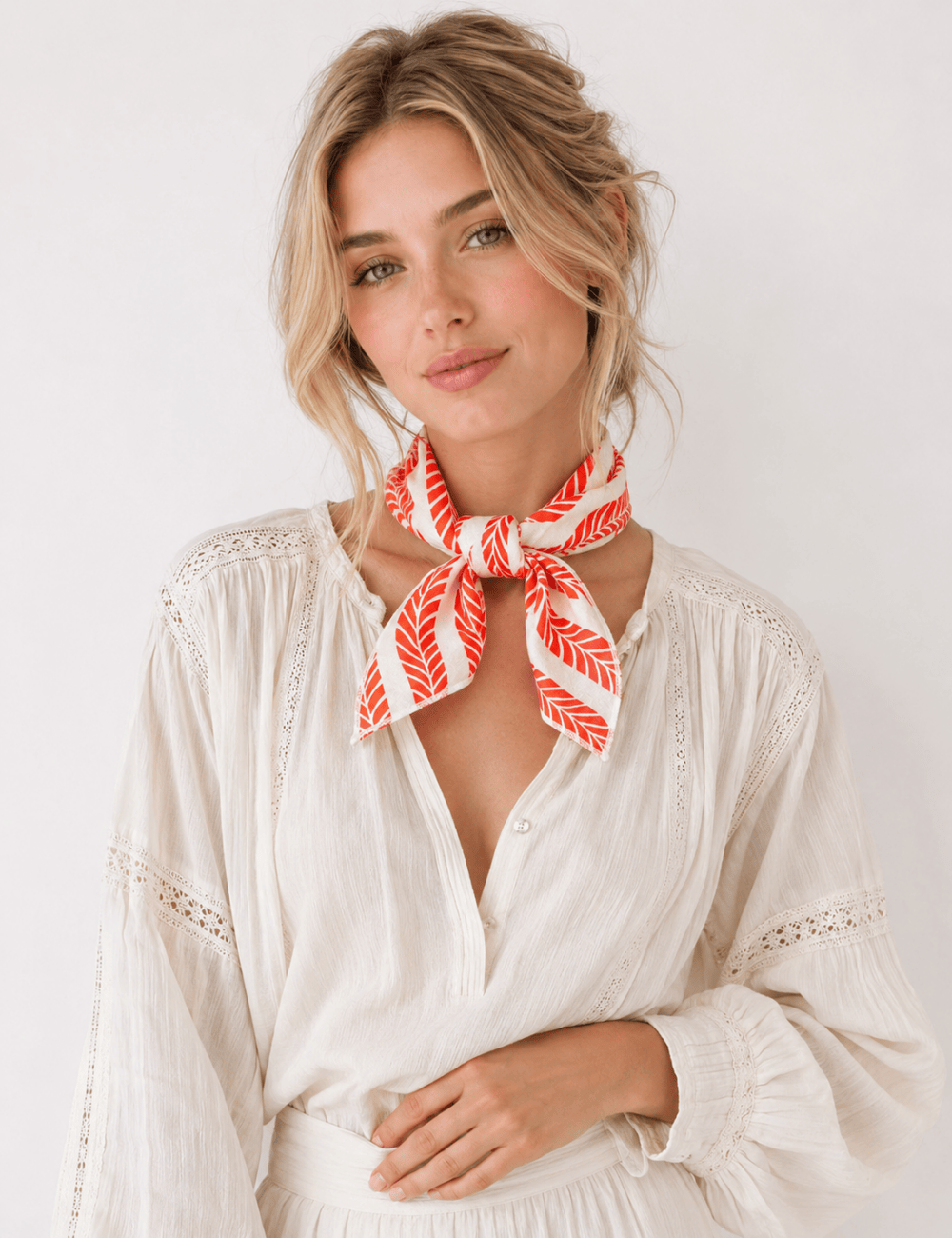 Ladies Leaf Vein Print Bandana Scarf