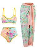 Ladies AB Side Floral Bikini Set with Salong SKSW40135