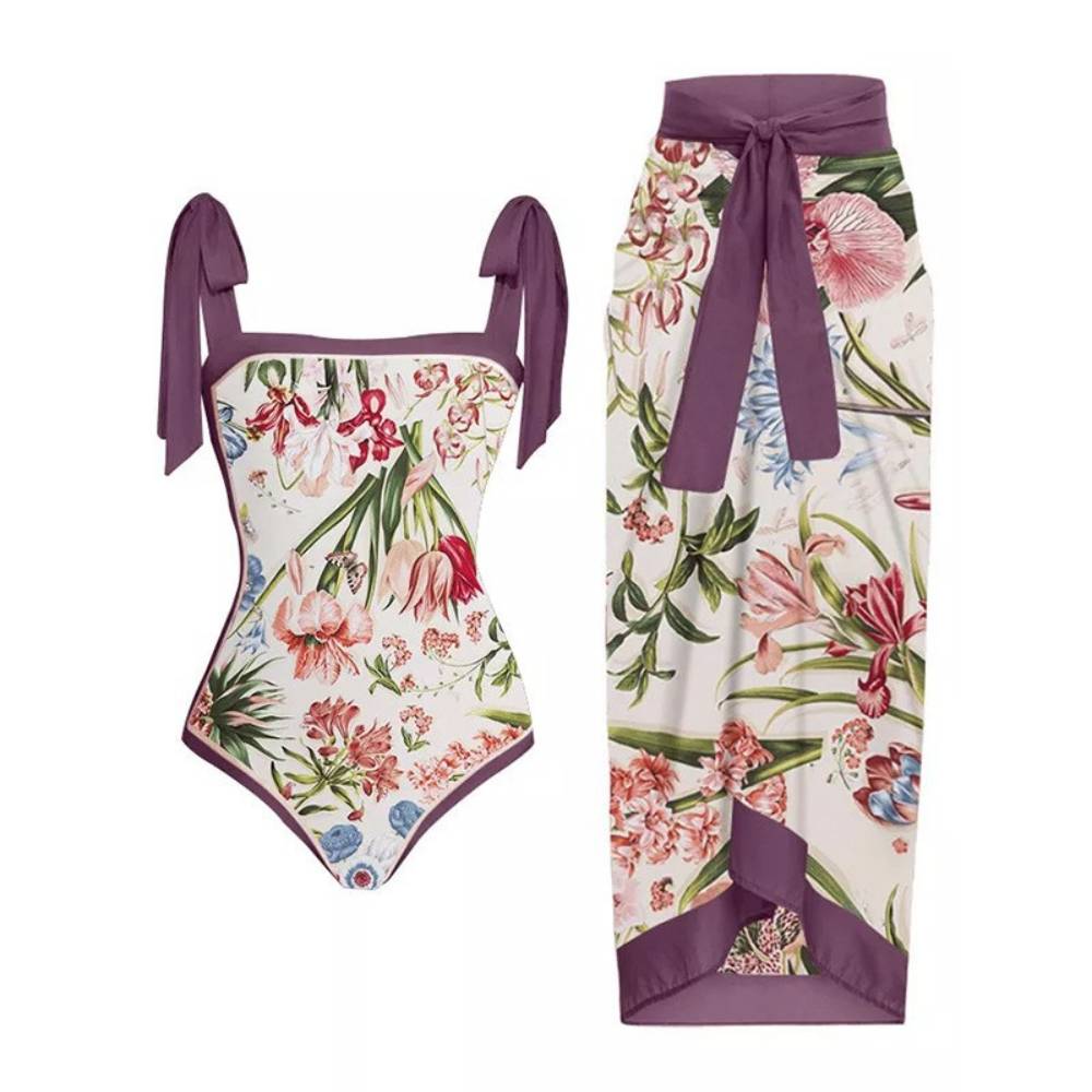 Two Shoulder with Cover One Piece Swimwear SKSW40146