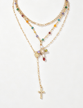 Ladies Multi-layer Cross Rhinestone Necklace