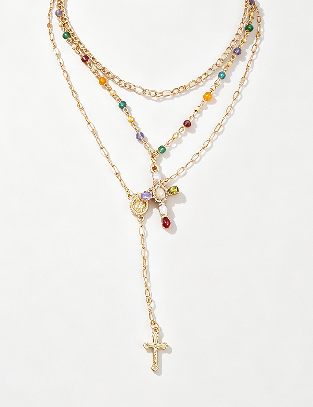 Ladies Multi-layer Cross Rhinestone Necklace