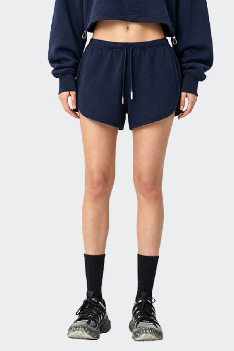 Women's Summer Cotton Drawstring Curved-Hem Athletic Shorts