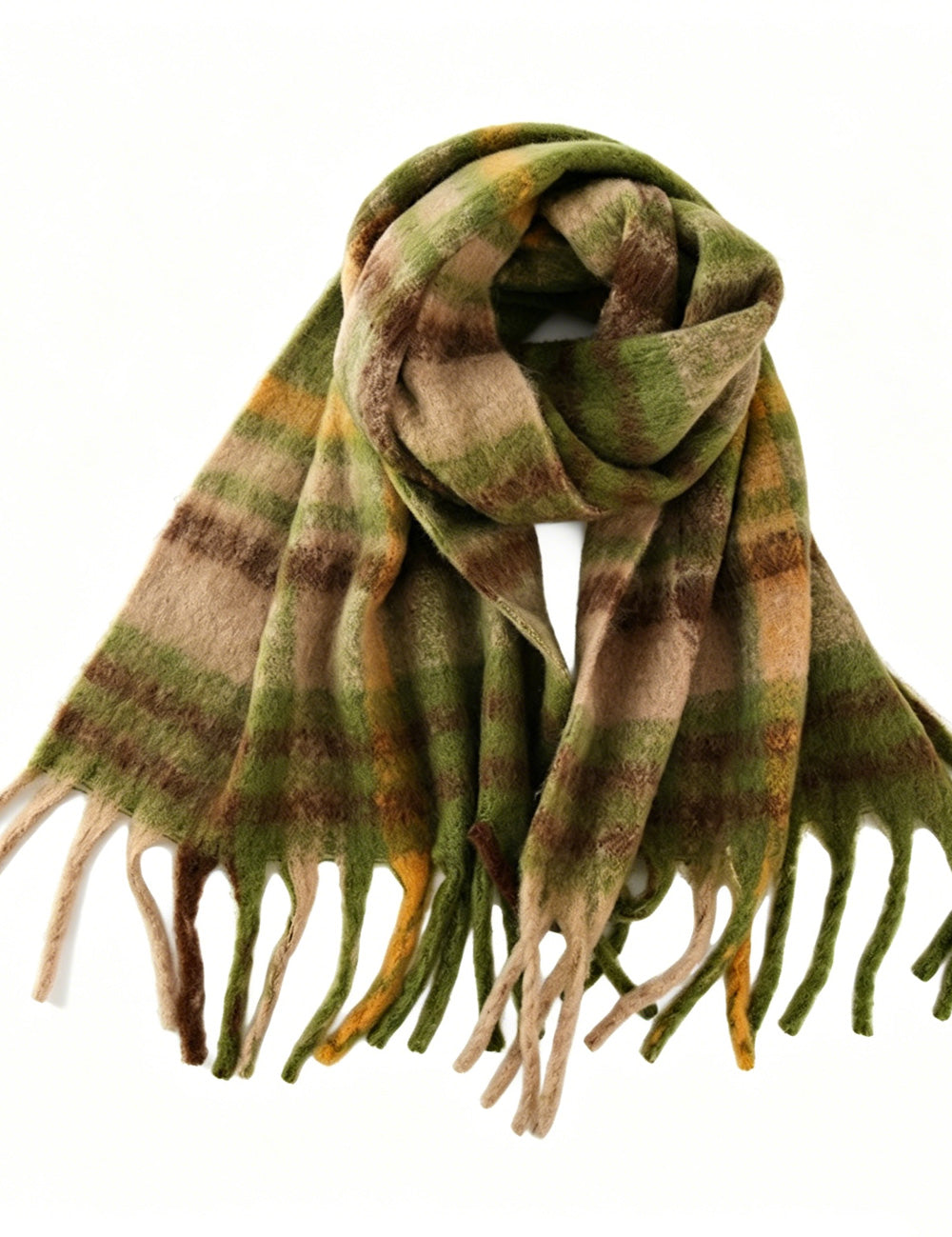 Ladies Check Fringe Long Scarf