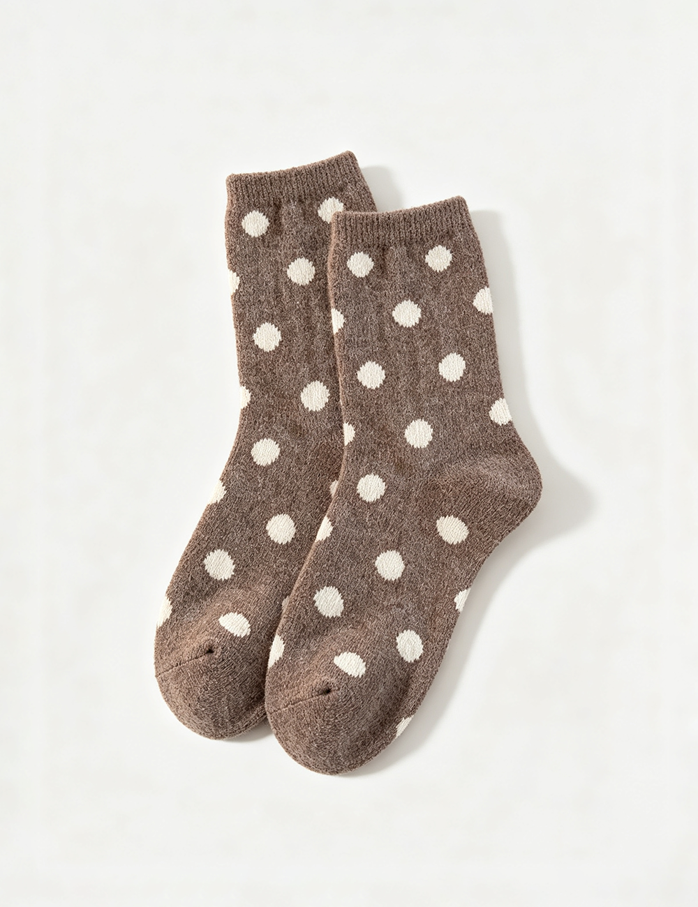 Ladies Cute Vintage Polka Dot Ribbed Slouch Crew Socks