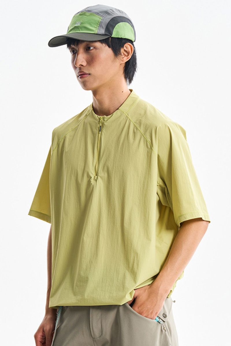 Unisex Half Zip Loose Wicking Cooling Quick Dry Tee
