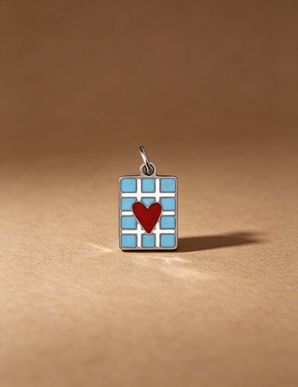 Ladies Color Block Geometric Heart Pendant Charms
