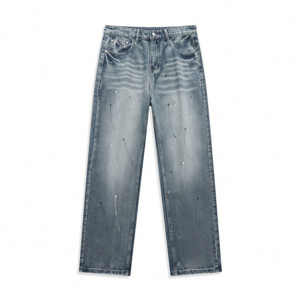 Men's Spring Splash Ink Washed Baggy Wide Leg Denim Jeans