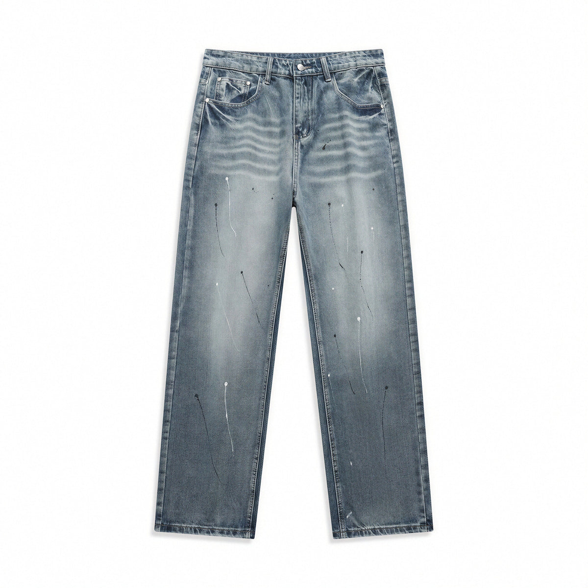 Men's Spring Splash Ink Washed Baggy Wide Leg Denim Jeans