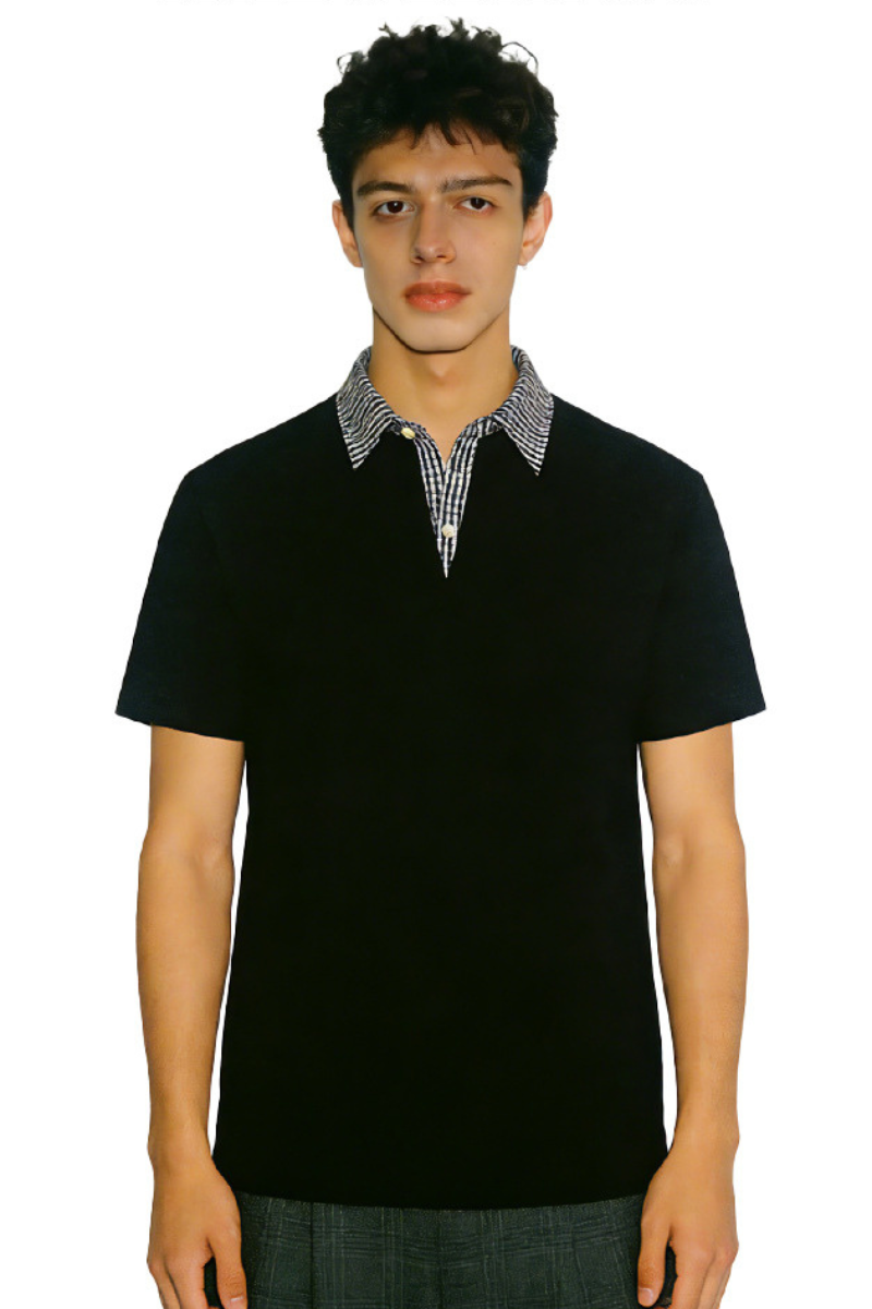Men's Summer Old Money Plaid Wrinkle-Free Set-in Polo