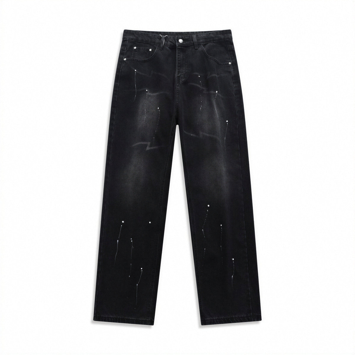 Men's Spring Splash Ink Washed Baggy Wide Leg Denim Jeans
