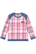 Women Fall Clothing Denim Plaid Patchwork Sweatshirt