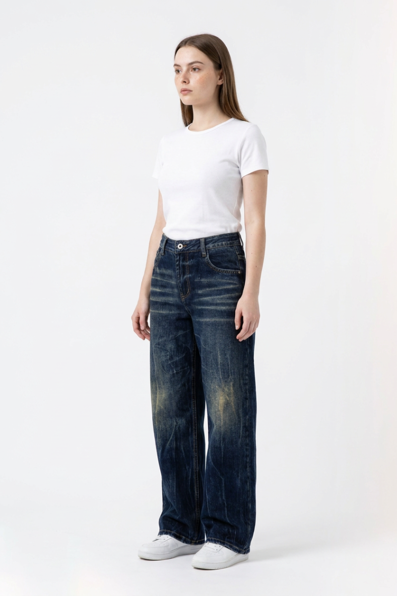 Women's Wash High Waist Straight Leg Jeans