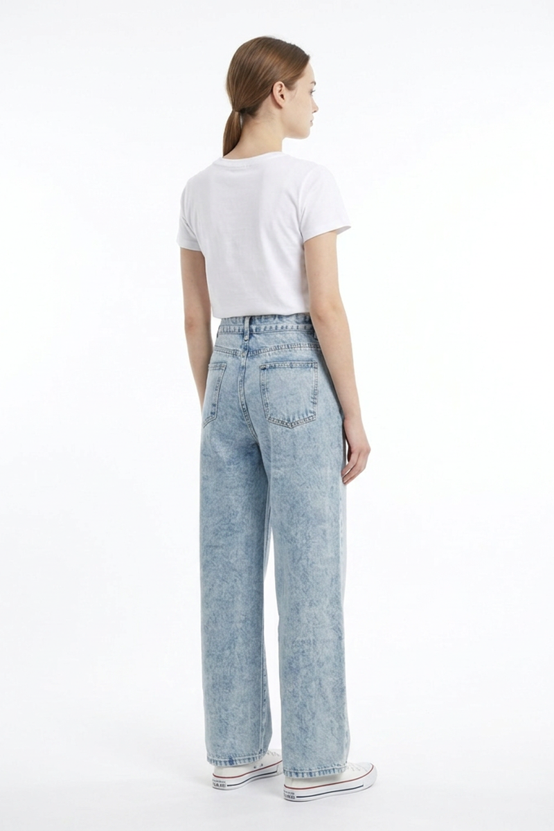 Women's High Waist Printed Wide Leg Jeans
