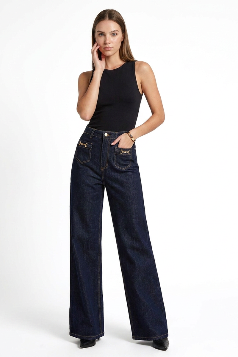 Women's High Waist Stretch Wide Leg Jeans