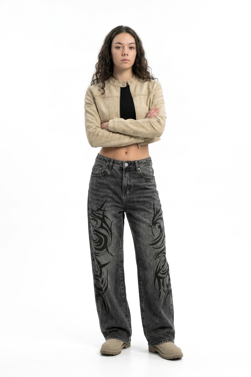 Women's High Waist Washed Stretch Wide Leg Jeans