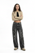 Women's High Waist Washed Stretch Wide Leg Jeans