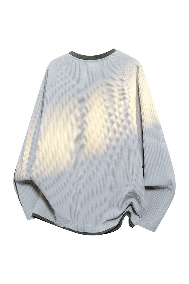 Men's Fall Clothing Waffle Crew Neck Long Sleeve Tee