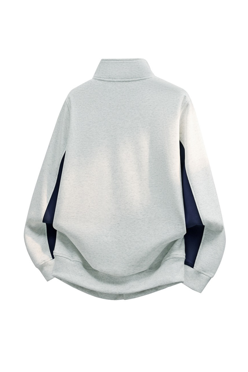 Men Fall Clothing Plaid Collar Snap Button Color Sweatshirt