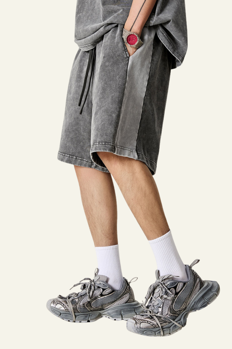 Men's Cotton Streetwear Color-Block Vintage Patchwork Shorts