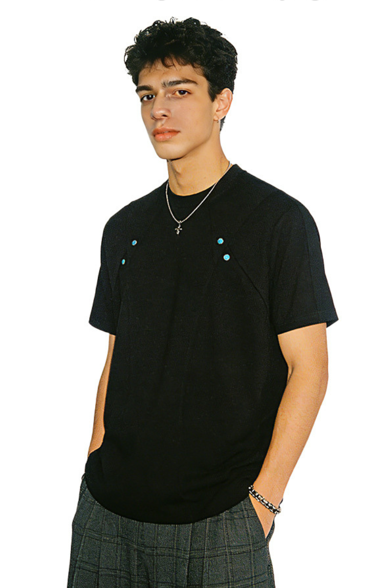 Men's Summer 320g Heavy TurquoiseDiagonalStitch Crewneck Tee