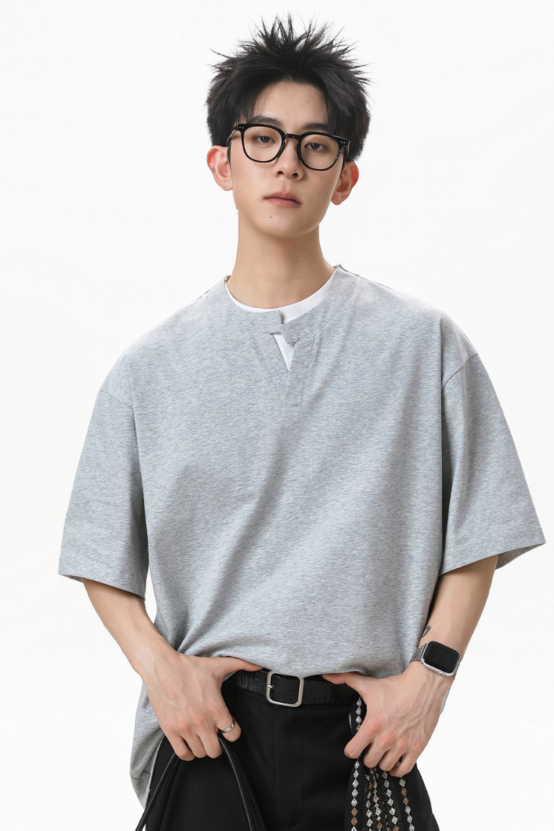 Men's Summer Mock Layer Asymmetric Loose Street Tee