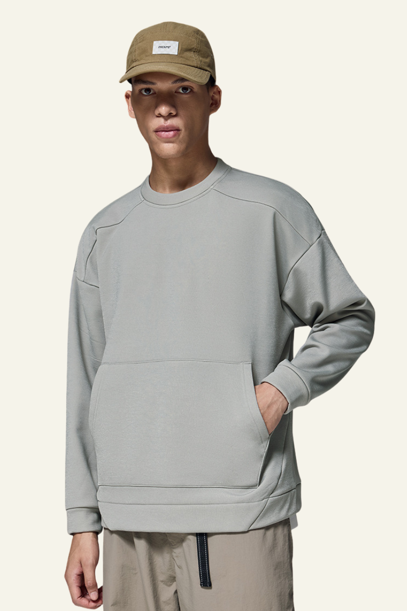 Men's Streetwear Solid Front Pocket Pullover