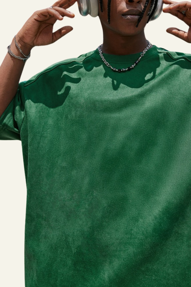 Men's Streetwear Drop-Shoulder Solid T-shirt
