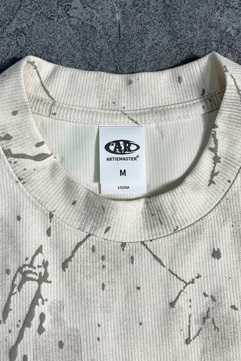 Men's Streetwear Jacquard Crack Print Vintage T-shirt