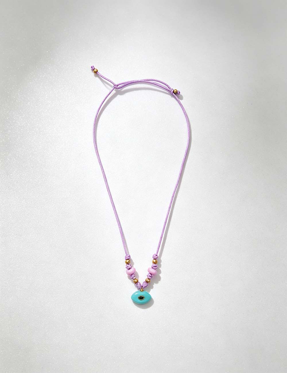 Ladies Evil Eye Stone Braided Cord Necklace