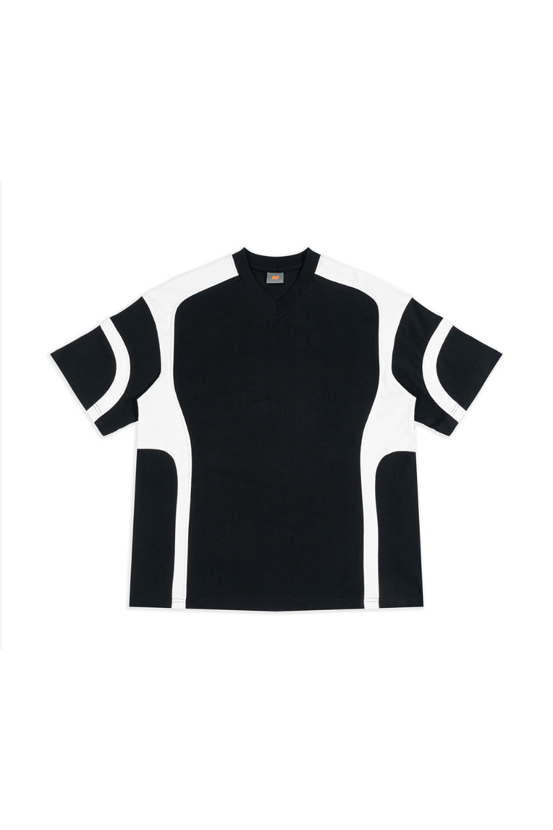 Unisex Summer Oversized Color Block V-Neck Street T-Shirt