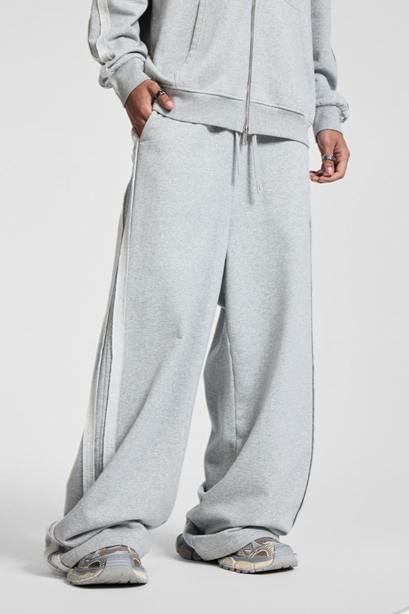 Men's Fall Clothing 450g Knit Raw Edge Straight Pants