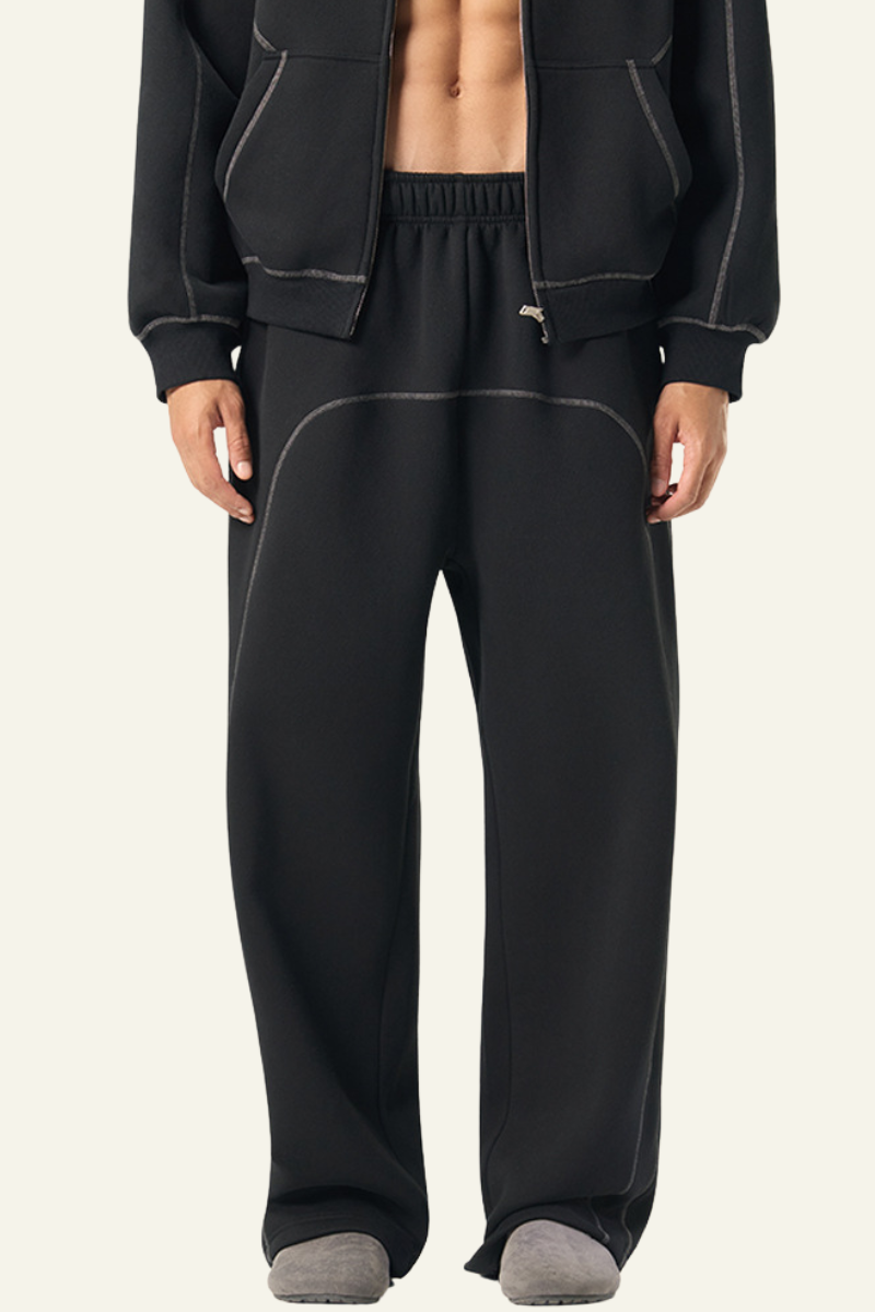 Men's Streetwear  Color-Block Elastic Wide-leg Casual Pants.
