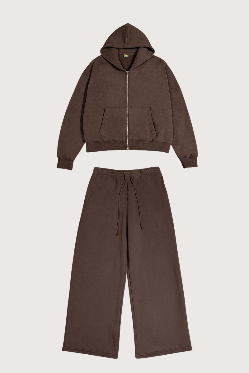 Men's Streetwear Set:Cropped Hooded Jacket And Sweatpants