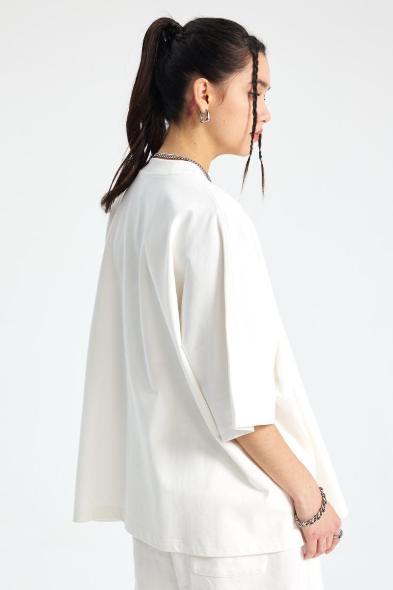 Women's Cotton Relaxed Drop Shoulder Solid T-shirt