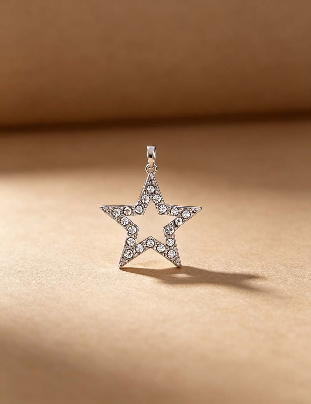 Ladies Minimalist Romantic CZ Star Cross Charm Pendant
