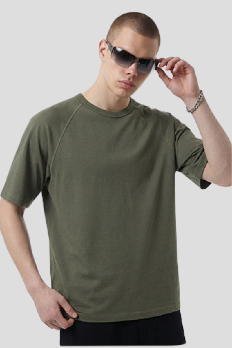 Men's 300g Cotton Raglan Stitch Texture Tee