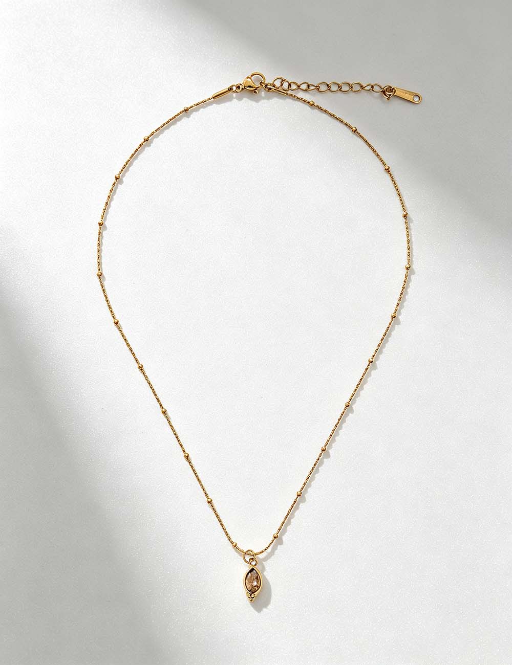 Ladies Minimalist Birthstone Pendant Beaded Necklace
