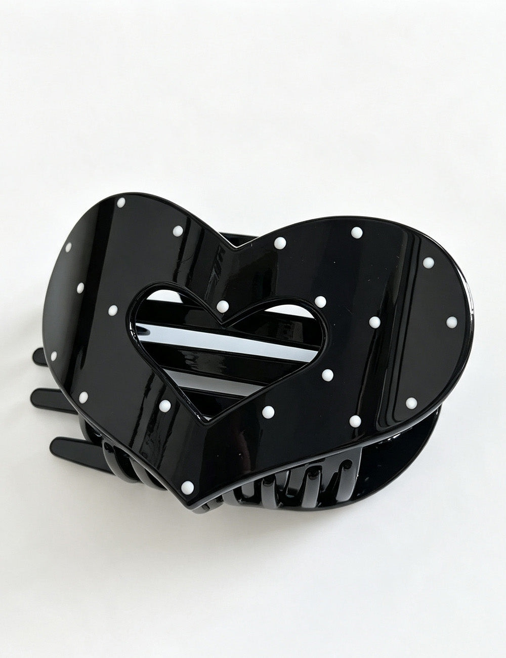Ladies Heart Hollow Dots Print Claw Hair Clip