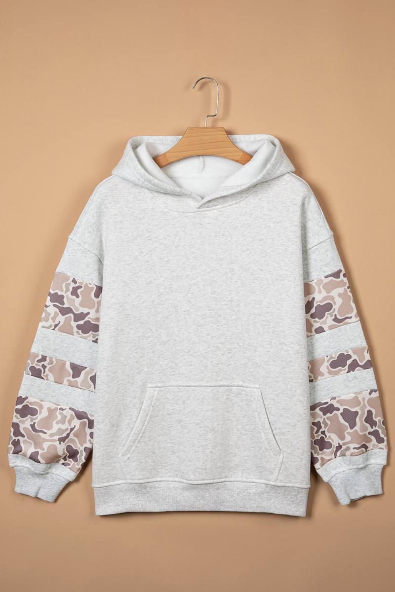 Women Fall Clothing Oversized Camo Patchwork Hoodie