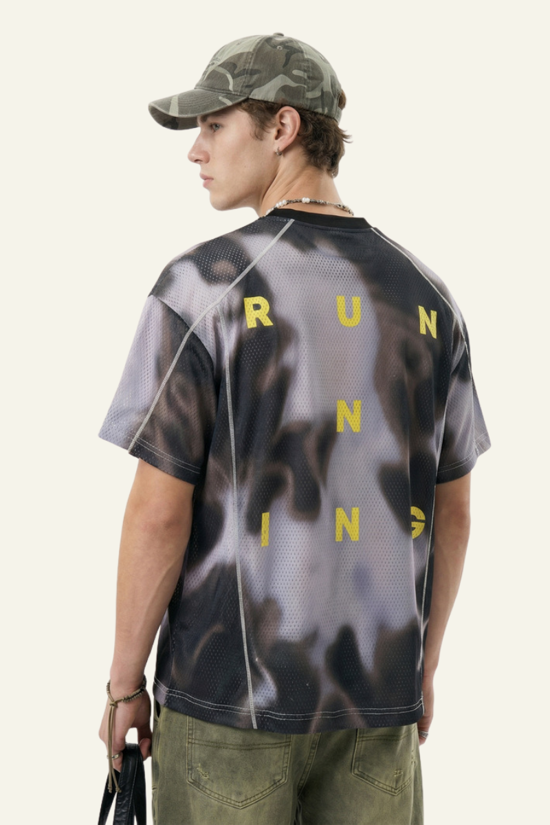 Men's Streetwear Mesh Breathable Printed T-shirt
