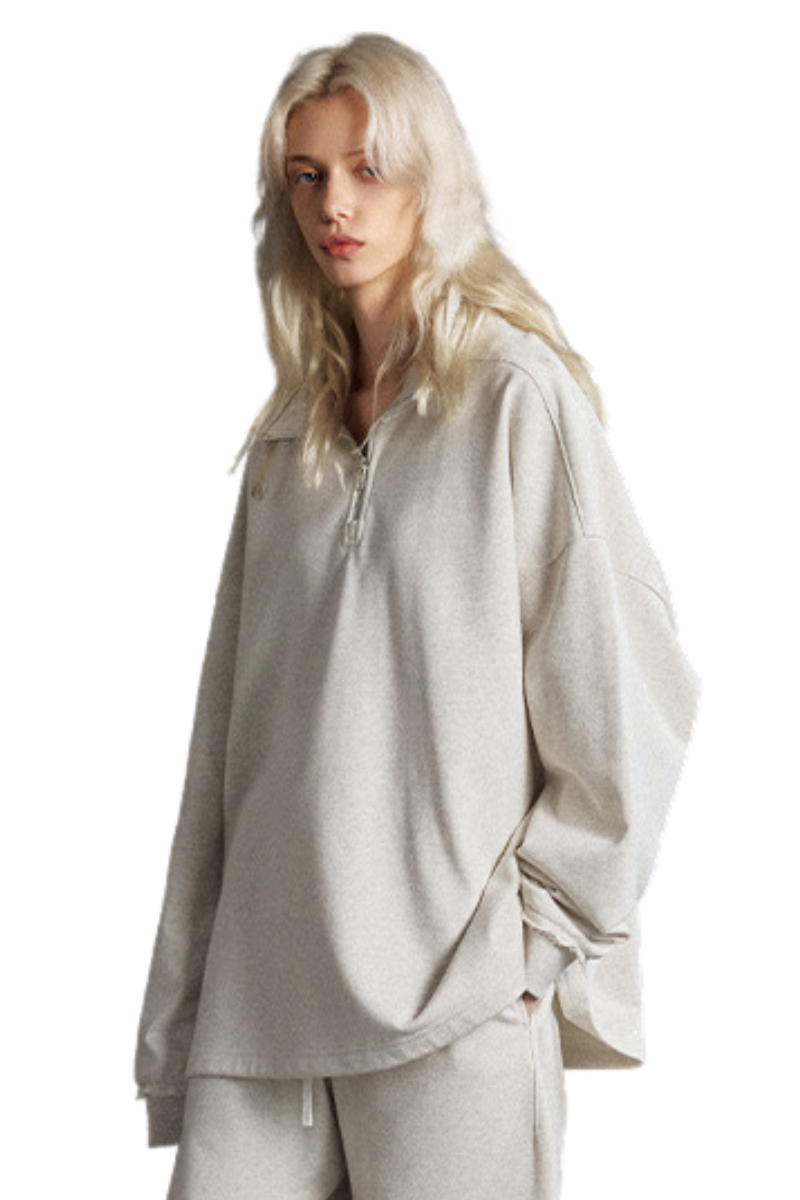 Women's Fall Clothing 450g Half Zip Stand Collar Sweatshirt