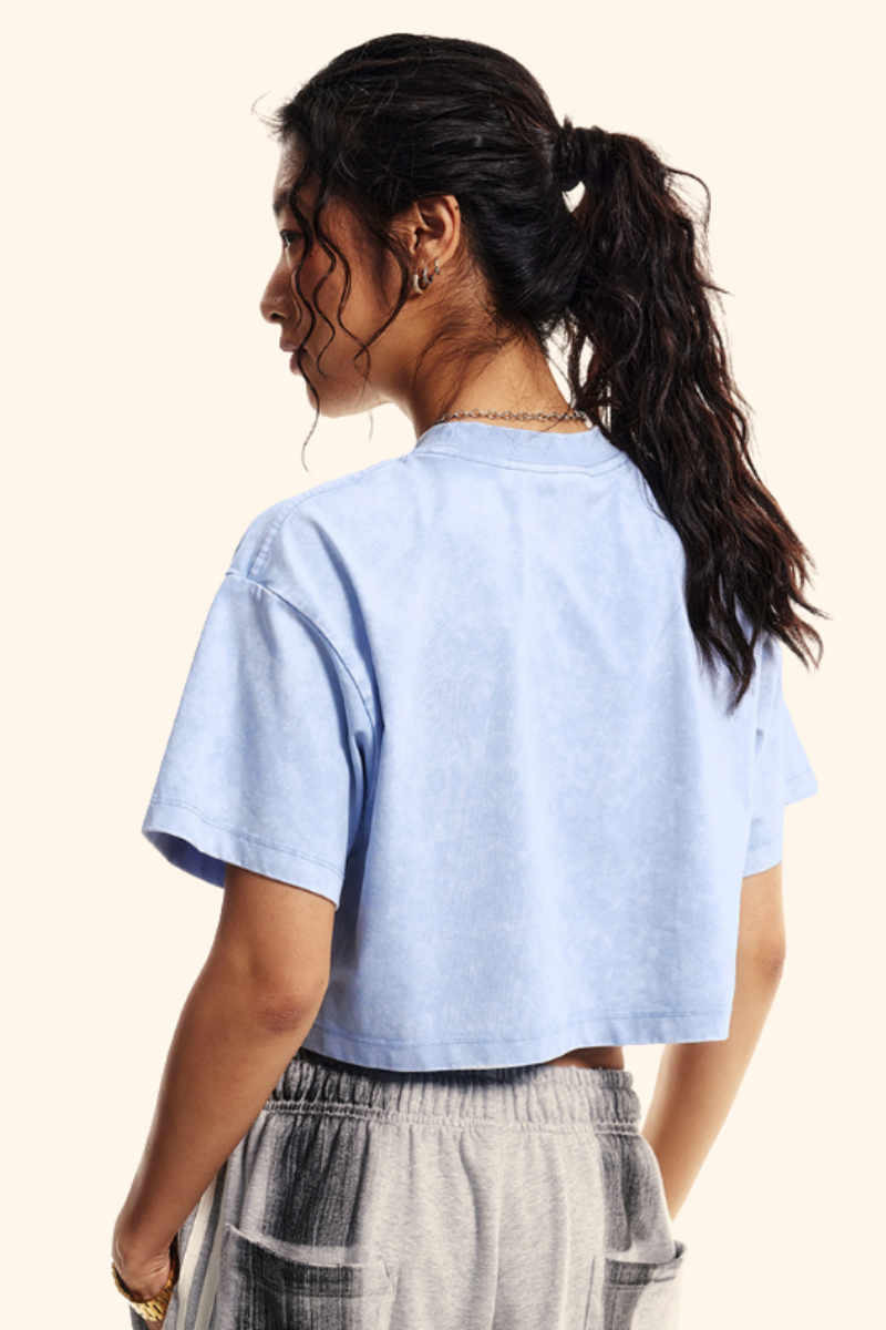 Women's Spring Summer 230g Washed Oversized Cropped Tee