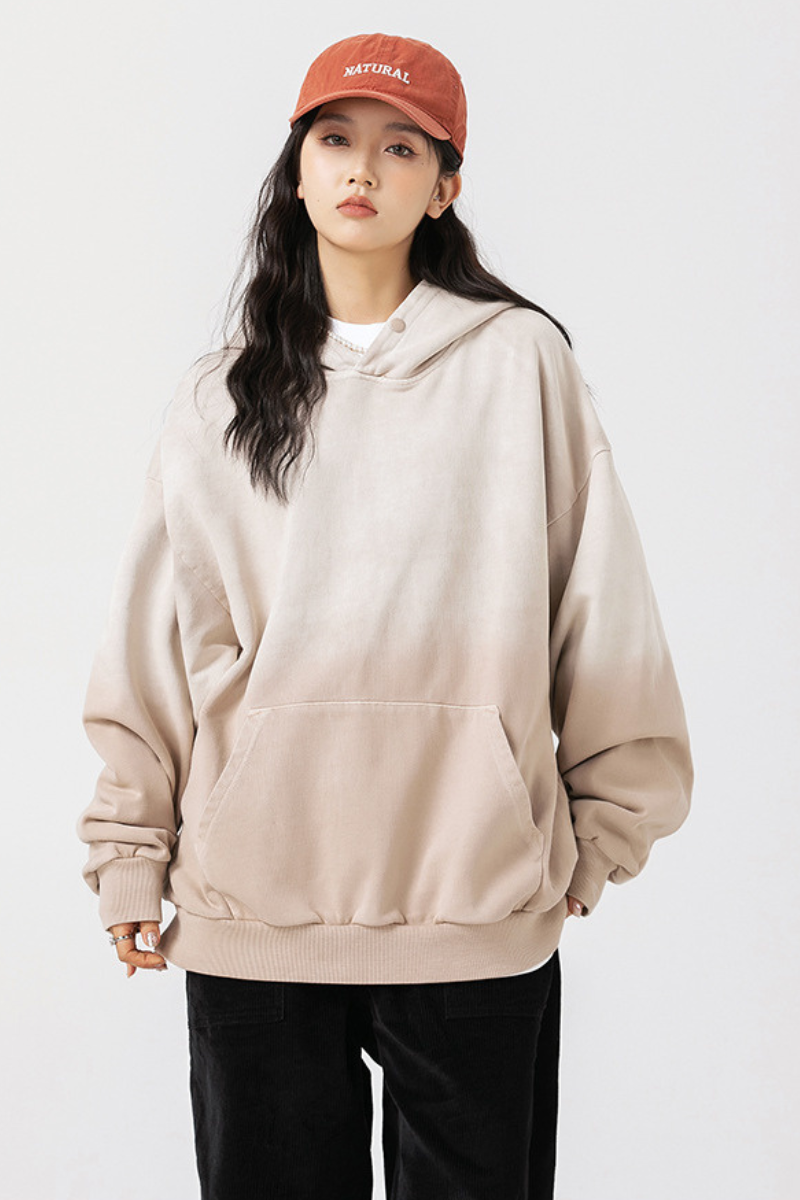 Unisex Fall Clothing Retro Washed Gradient Cotton Hoodie