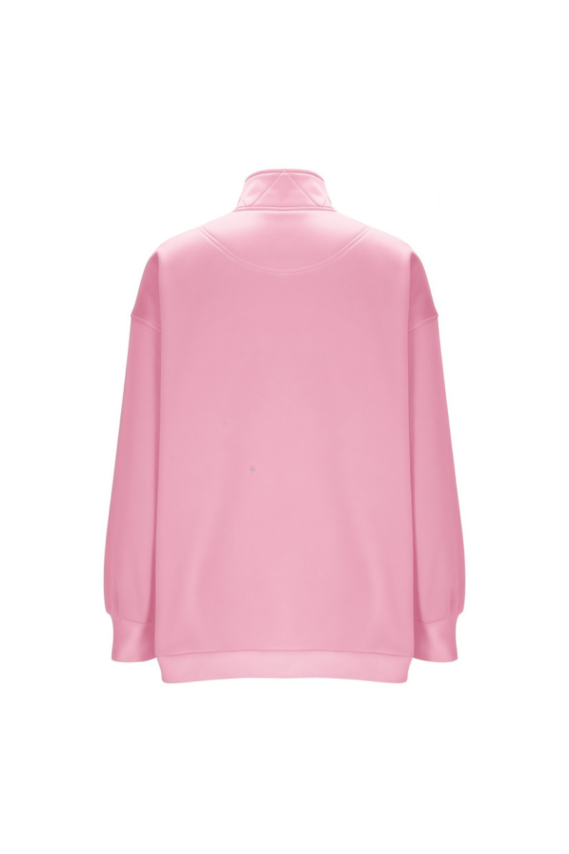 Women Fall Clothing Half Zip Snap Button Sweatshirt